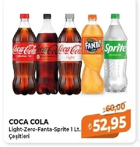 Coca Cola Light-Zero-Fanta-Sprite 1 Lt. Çeşitleri