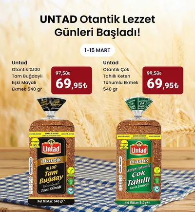 Untad Otantik %100 Tam Buğdaylı Eşki Mayalı Ekmek 540 Gr