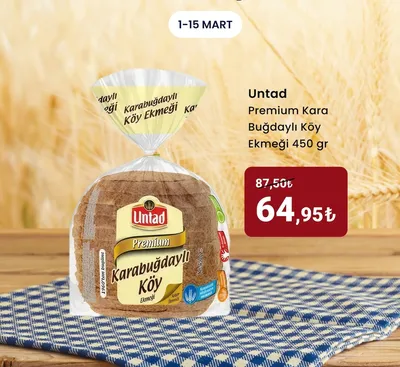 Untad Premium Kara Buğdaylı Köy Ekmeği 450 Gr