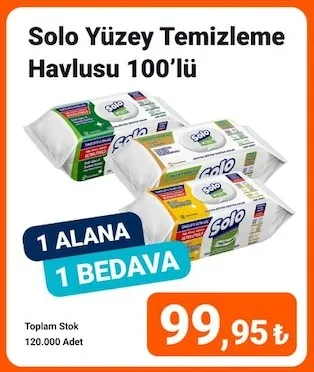 Solo Yüzey Temizleme Havlusu 100'Lü