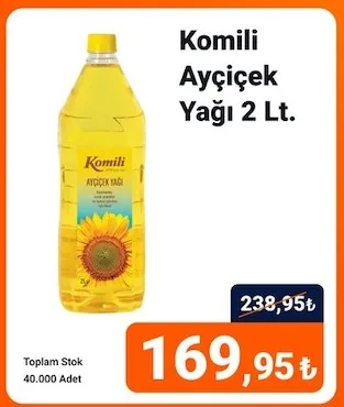 Komili Ayçiçek Yağı 2 Lt