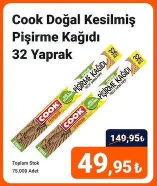 Cook Doğal Kesilmiş Pişirme Kağıdı 32 Yaprak