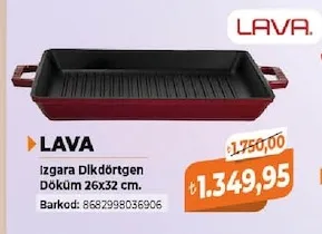 Lava Izgara Dikdörtgen Döküm 26X32 Cm