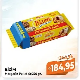 Bizim Margarin Paket 6X250 Gr.