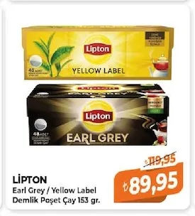 Lipton Earl Grey / Yellow Label Demlik Poşet Çay 153 Gr.