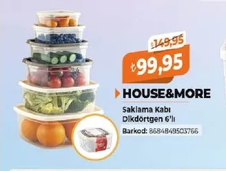 House&More Saklama Kabı Dikdörtgen 6'Lı