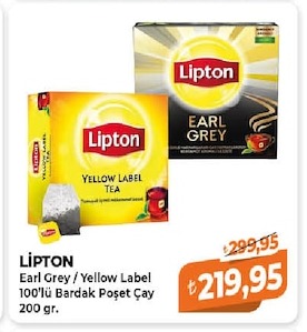 Lipton Earl Grey / Yellow Label 100'Lü Bardak Poşet Çay 200 Gr