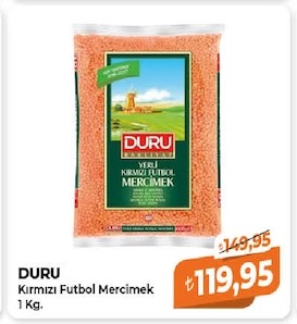 Duru Kırmızı Futbol Mercimek 1 Kg