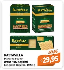 Pastavilla Makarna 500 Gr. Bronz Kutu Çeşitleri (Linguine-Rigatoni-Rotini)