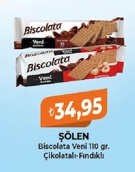 Şölen Biscolata Veni 110 Gr Çikolatalı-Fındıklı