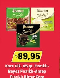 Kare Çlk 65 Gr Fıstıklı-Beyaz Fıstıklı-Antep Fıstıklı Bitter Kare
