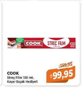 Cook Streç Film 100 Mt. Kayar Bıçak Hediyeli