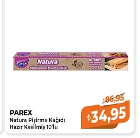 Parex Natura Pişirme Kağıdı Hazır Kesilmiş 10'Lu