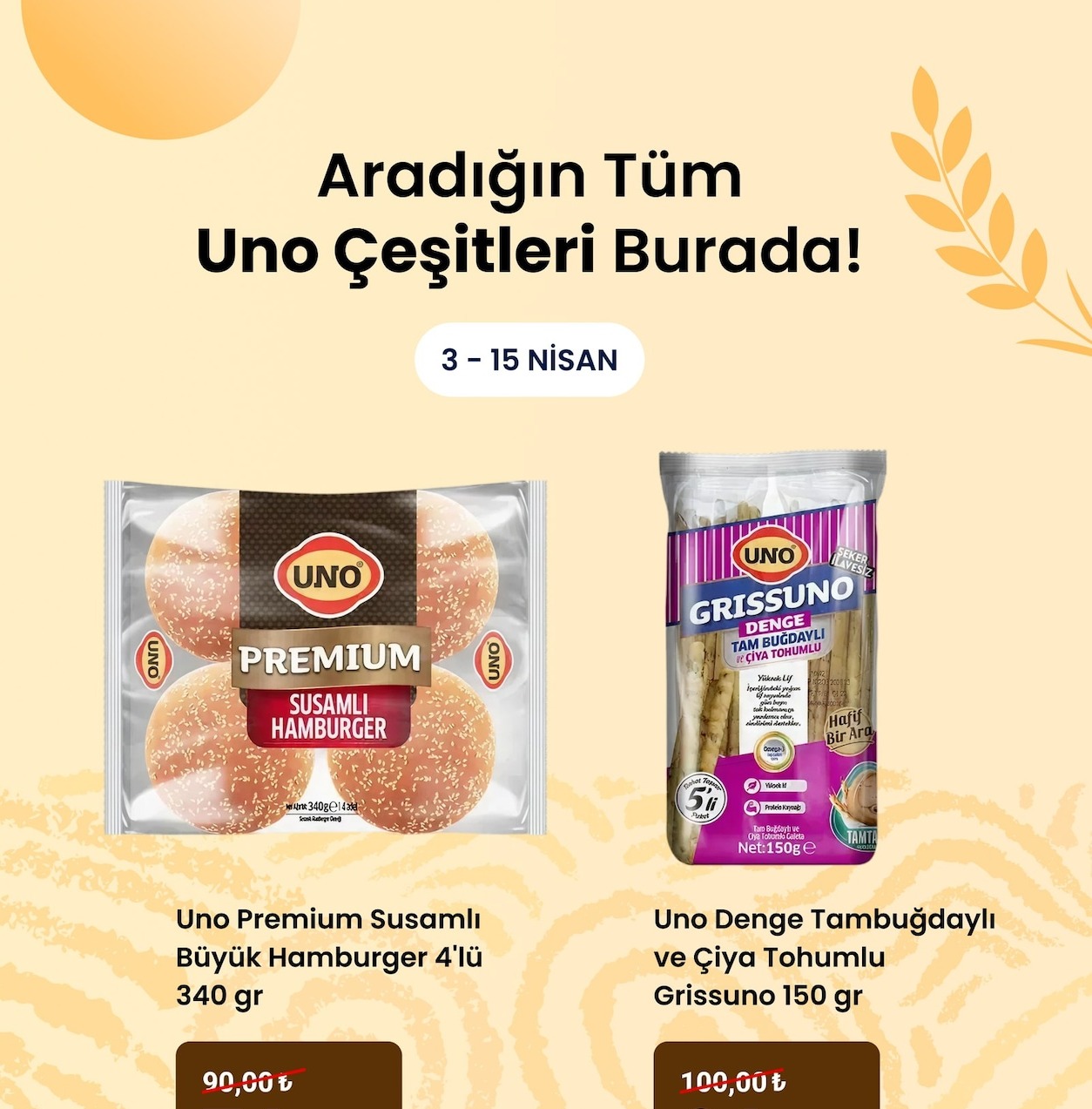 Uno Denge Tambuğdaylı Ve Çiya Tohumlu Grissuno 150 Gr