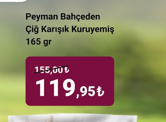 Peyman Bahçeden Çiğ Karışık Kuruyemiş 165Gr