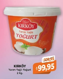Kirköy Yarım Yağlı Yoğurt 2 Kg.
