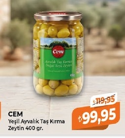 Cem Yeşil Ayvalık Taş Kırma Zeytin 400 Gr.