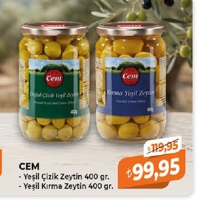Cem Yeşil Çizik Zeytin 400 Gr.