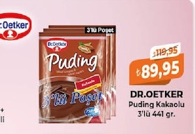 Dr.Oetker Puding Kakaolu 3'Lü 441 Gr.