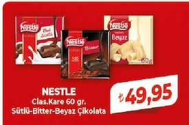 Nestle Clas.Kare 60 Gr. Sütlü-Bitter-Beyaz Çikolata