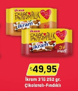 Ülker İkram 3'Lü 252 Gr Çikolatalı Fındıklı