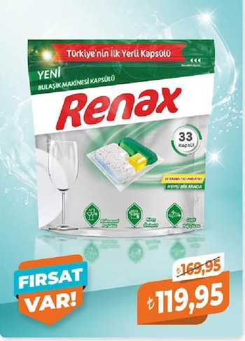 Renax Bulaşik Makinesi Kapsülü 33 Kapsül