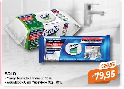 Solo Yüzey Temizlik Havlusu 100'Lü + Aquablock Cam Yüzeylere Özel 30'Lu