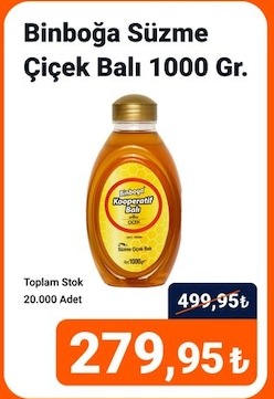Binboğa Süzme Çiçek Balı 1000 Gr