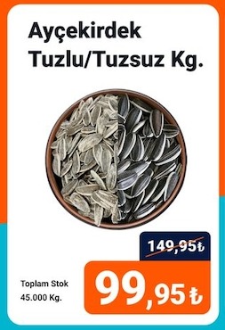 Ayçekirdek Tuzlu/Tuzsuz Kg.