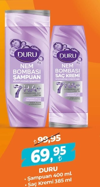 Duru Nem Bombasi Şampuan 400 Ml. Saç Kremi 385 Ml