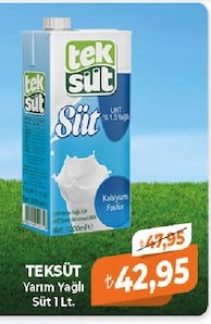 Teksüt Yarım Yağlı Süt 1 Lt.