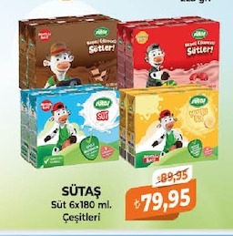 Sütaş Süt 6X180 Ml. Çeşitleri