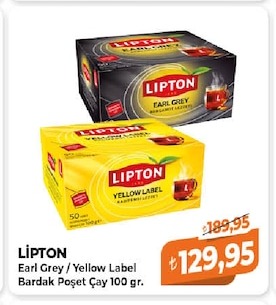 Lipton Earl Grey / Yellow Label Bardak Poşet Çay 100 Gr.