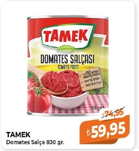 Tamek Domates Salça 830 Gr.