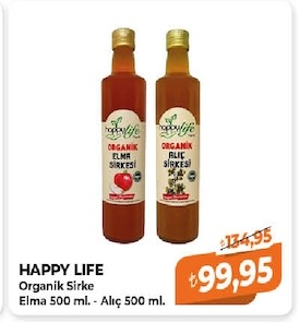 Happy Life Organik Sirke Elma 500 Ml - Alıç 500 Ml