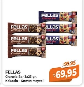 Fellas Granola Bar 3X23 Gr. Kakaolu - Kırmızı Meyveli
