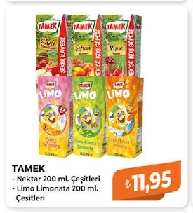 Tamek Nektar 200 Ml. Cesitleri - Limo Limonata 200 Ml. Cesitleri