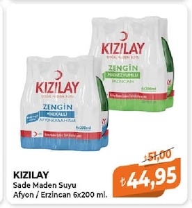 Kızılay Sade Maden Suyu Afyon / Erzincan 6X200 Ml.