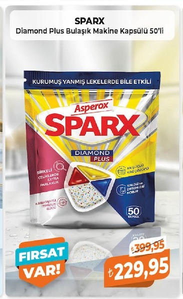 Sparx Diamond Plus Bulaşık Makine Kapsülü 50'Li