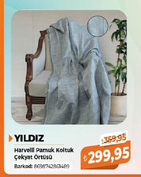 Yildiz Harvelli Pamuk Koltuk Çekyat Örtüsü