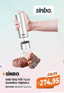 Sinbo Shb-7502 Pilli Tuz & Karabiber Öğütücü
