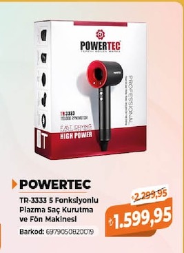 Powertec Tr-3333 5 Fonksiyonlu Plazma Saç Kurutma Ve Fön Makinesi
