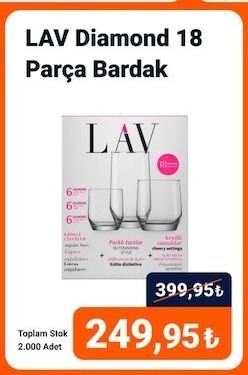 Lav Diamond 18 Parça Bardak