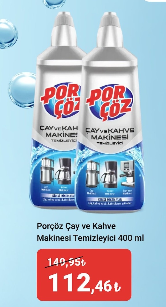 Porçöz Çay Ve Kahve Makinesi Temizleyici 400 Ml