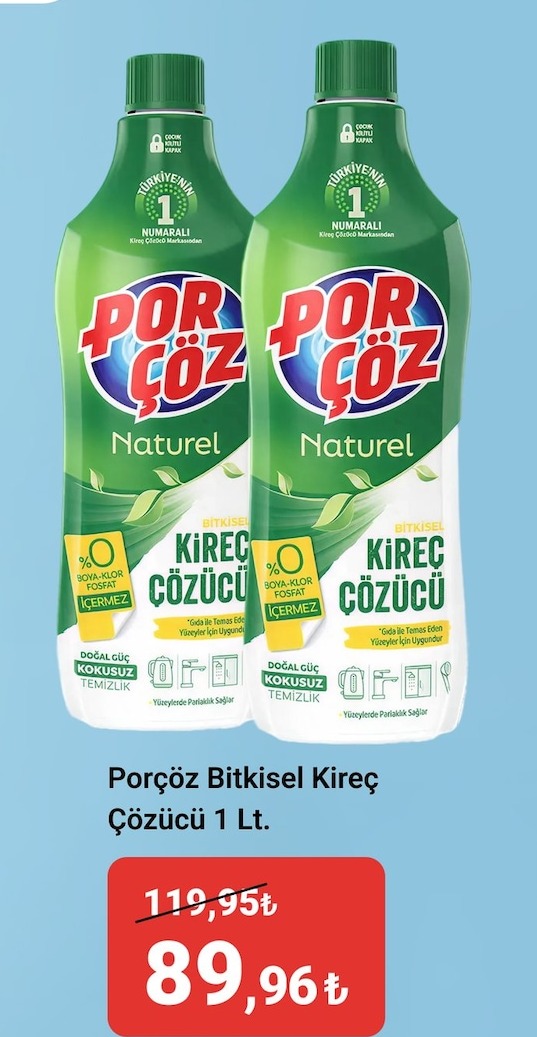 Porçöz Bitkisel Kireç Çözücü 1 Lt