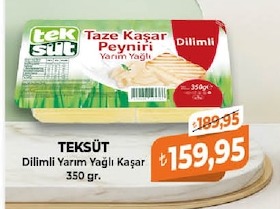 Teksüt Dilimli Yarım Yağlı Kaşar 350 Gr.