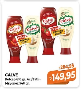 Calve Ketçap 610 Gr. Acı/Tatlı+ Mayonez 540 Gr.