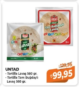 Untad Tortilla Lavaş 560Gr - Tortilla Tam Buğdaylı Lavaş 560Gr