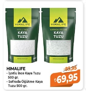 Himalife İyotlu İnce Kaya Tuzu 500Gr - Sofrada Öğütme Kaya Tuzu 500Gr
