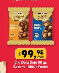 Ülker Çikolata Dolu Dolu 80Gr Badem - Bütün Fındık